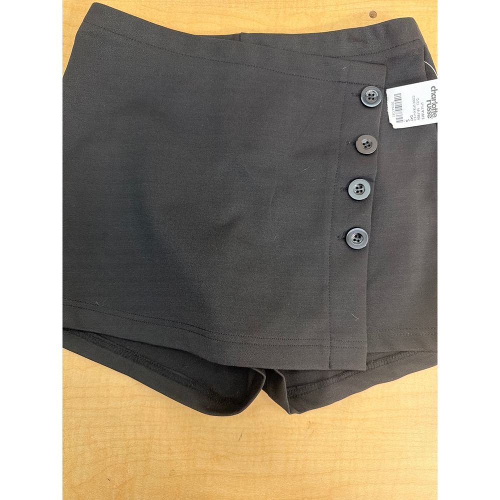 Charlotte Russe Black Wrap Button Front Skort High Waisted Small NWT